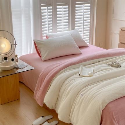 91家纺网 家纺一手货源 找家纺 （总）时光里 2022新款全消光230克华夫格绒牛奶绒单被套