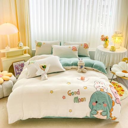 91家纺网 家纺一手货源 找家纺 （总）涵宸2022新款加厚牛奶绒贴布绣系列四件套