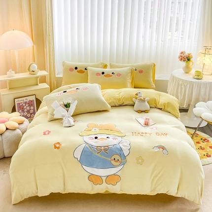 91家纺网 家纺一手货源 找家纺 （总）涵宸2022新款加厚牛奶绒贴布绣系列四件套