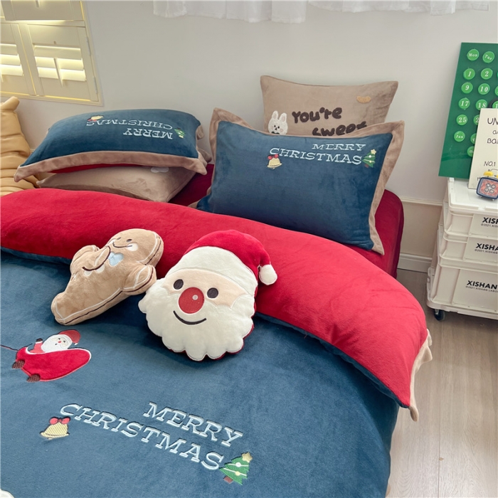 91家纺网 家纺一手货源 找家纺 （总）星野 2022新款圣诞夜系列高克重全消光牛奶绒四件套