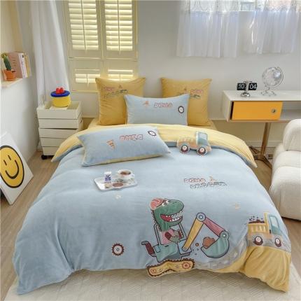 91家纺网 家纺一手货源 找家纺 （总）星野 2022新款挖矿之旅系列高克重全消光牛奶绒四件套