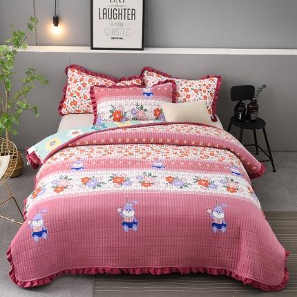 91家纺网 家纺一手货源 找家纺 雨洋家纺 2025新款水晶绒床盖 花园兔