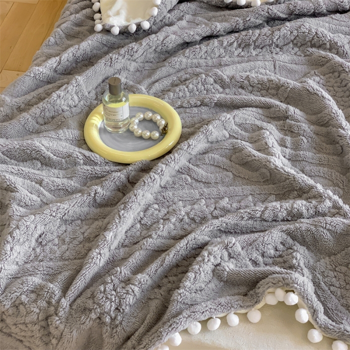 91家纺网 家纺一手货源 找家纺 洋铭区 2022新款a版舒棉绒b版牛奶绒毯子-糖豆系列 糖豆灰