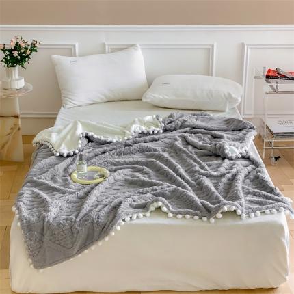 洋铭区 2022新款a版舒棉绒b版牛奶绒毯子-糖豆系列 糖豆灰