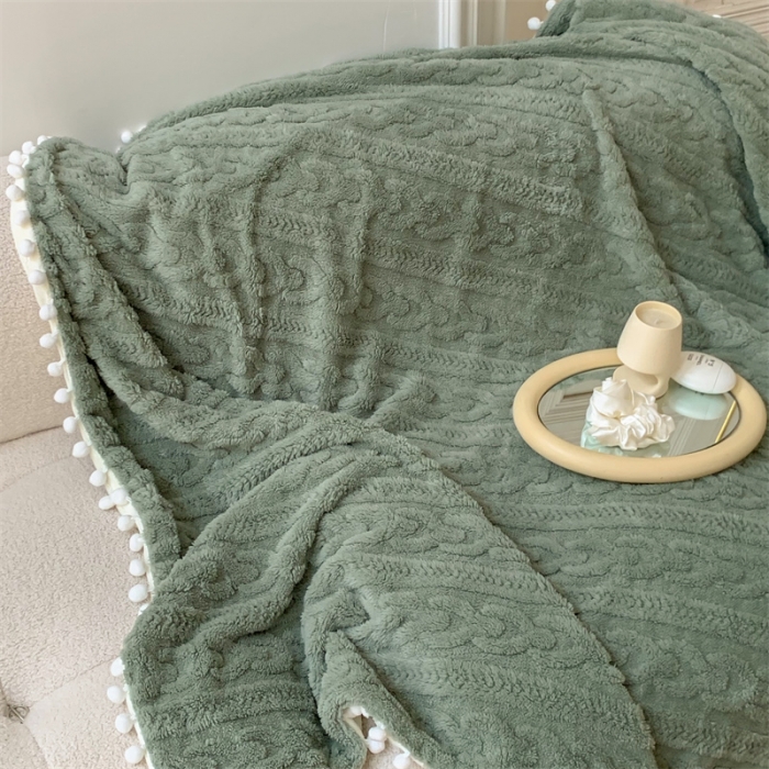 91家纺网 家纺一手货源 找家纺 洋铭区 2022新款a版舒棉绒b版牛奶绒毯子-糖豆系列 糖豆绿