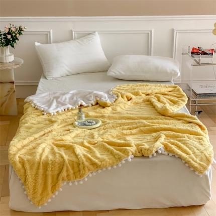 洋铭区 2022新款a版舒棉绒b版牛奶绒毯子-糖豆系列 糖豆嫩黄