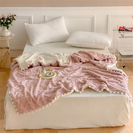 洋铭区 2022新款a版舒棉绒b版牛奶绒毯子-糖豆系列 糖豆浅粉