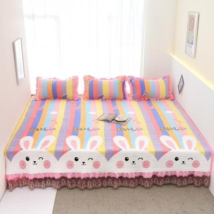 雨洋家纺 2025新款炕垫水晶绒床盖大炕盖 彩虹兔