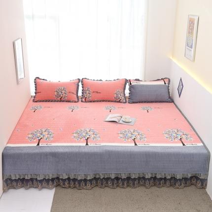 91家纺网 家纺一手货源 找家纺 雨洋家纺 2025新款炕垫水晶绒床盖大炕盖 幸福树