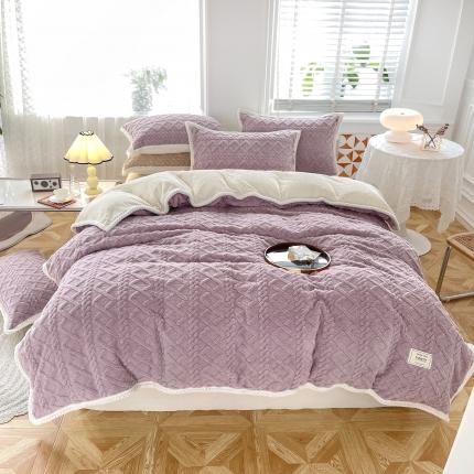 新款塔芙绒冬季被套毛毯加厚珊瑚绒法莱绒云貂绒毯子多功能 芋紫