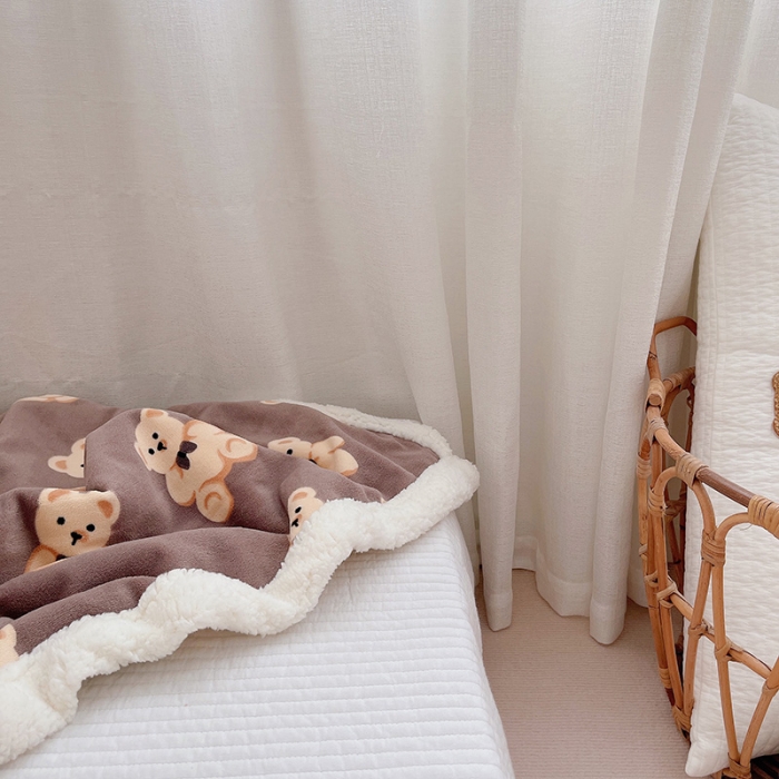 91家纺网 家纺一手货源 找家纺 航途席业 20263新款软绵绵牛奶绒羊羔绒毛毯 韩国熊咖