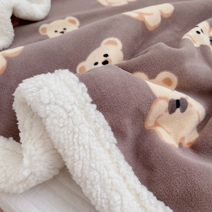 91家纺网 家纺一手货源 找家纺 航途席业 20263新款软绵绵牛奶绒羊羔绒毛毯 韩国熊咖