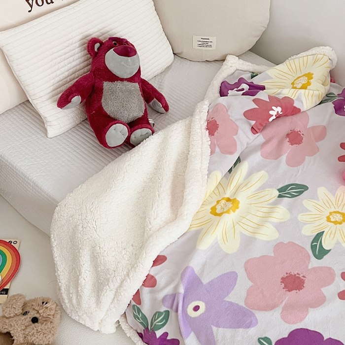 91家纺网 家纺一手货源 找家纺 航途席业 20263新款软绵绵牛奶绒羊羔绒毛毯 花田印象