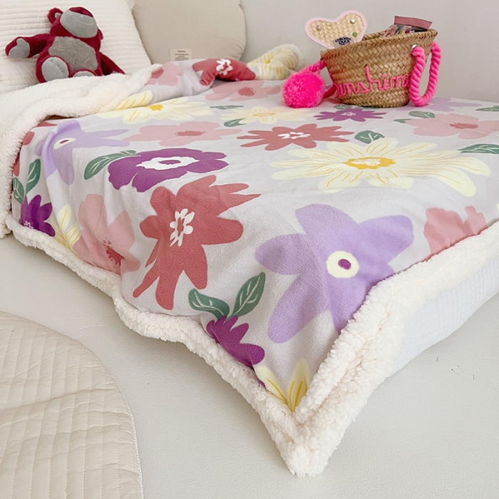 91家纺网 家纺一手货源 找家纺 航途席业 20263新款软绵绵牛奶绒羊羔绒毛毯 花田印象