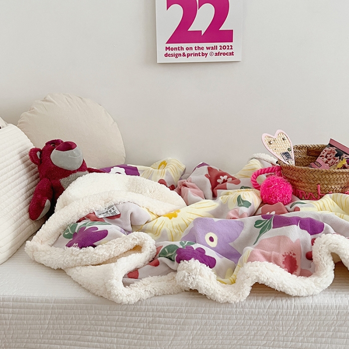 91家纺网 家纺一手货源 找家纺 航途席业 20263新款软绵绵牛奶绒羊羔绒毛毯 花田印象