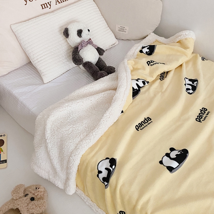 91家纺网 家纺一手货源 找家纺 航途席业 2023新款软绵绵牛奶绒羊羔绒毛毯 黄团团