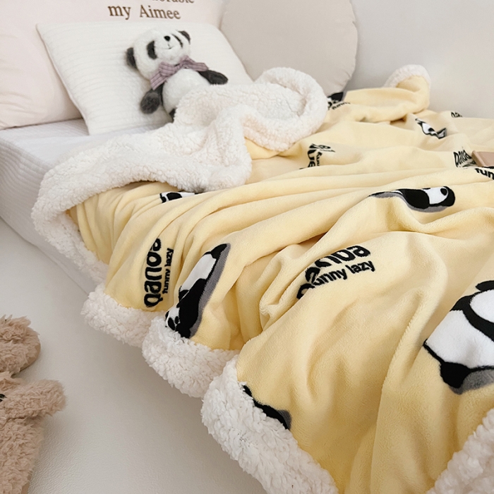 91家纺网 家纺一手货源 找家纺 航途席业 2023新款软绵绵牛奶绒羊羔绒毛毯 黄团团