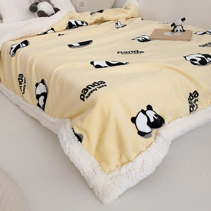 91家纺网 家纺一手货源 找家纺 航途席业 2023新款软绵绵牛奶绒羊羔绒毛毯 黄团团