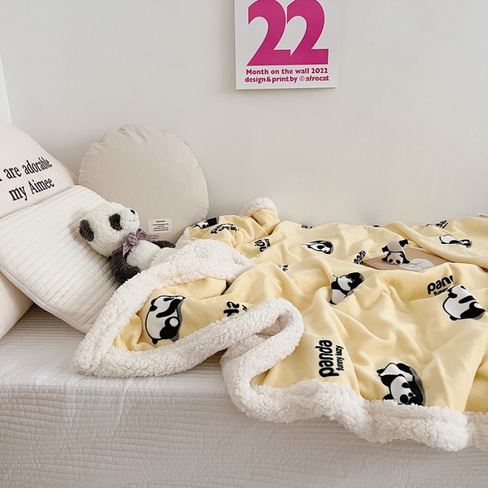 91家纺网 家纺一手货源 找家纺 航途席业 2023新款软绵绵牛奶绒羊羔绒毛毯 黄团团