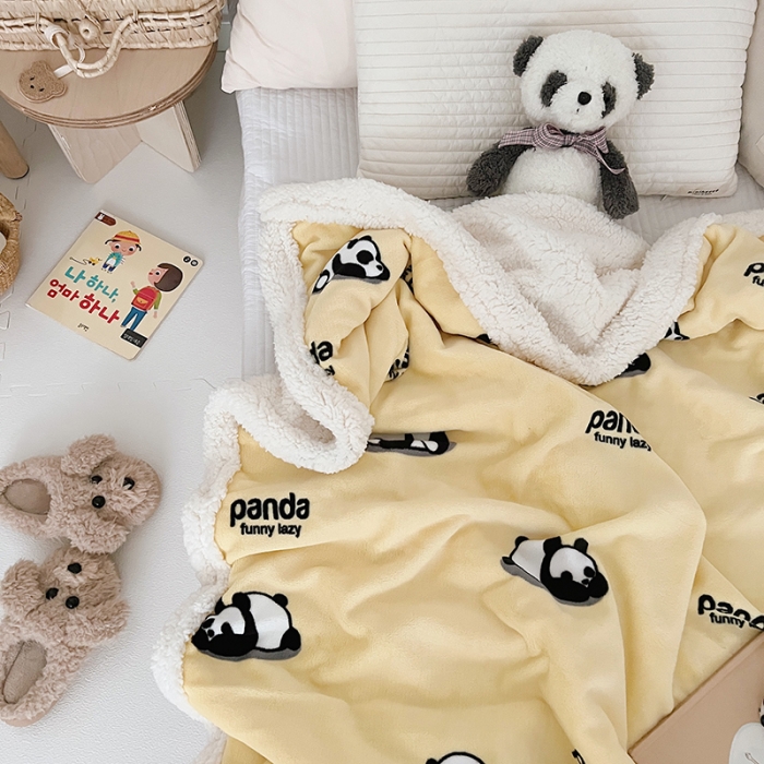 91家纺网 家纺一手货源 找家纺 航途席业 2023新款软绵绵牛奶绒羊羔绒毛毯 黄团团