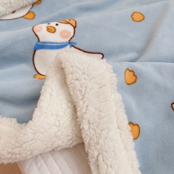91家纺网 家纺一手货源 找家纺 航途席业 2023新款软绵绵牛奶绒羊羔绒毛毯 蓝鸭子