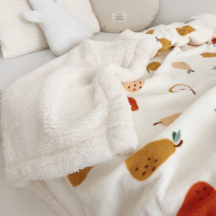 91家纺网 家纺一手货源 找家纺 航途席业 2023新款软绵绵牛奶绒羊羔绒毛毯 梨子