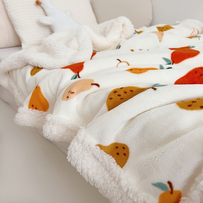 91家纺网 家纺一手货源 找家纺 航途席业 2023新款软绵绵牛奶绒羊羔绒毛毯 梨子