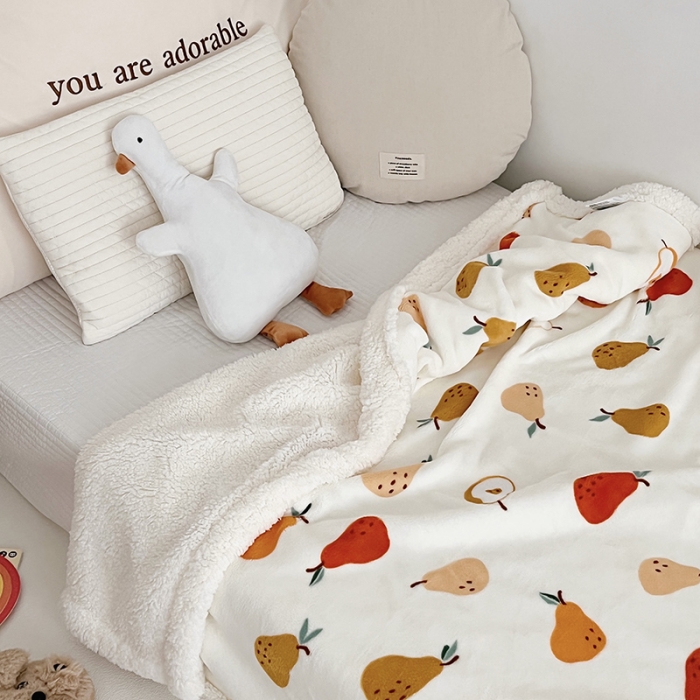 91家纺网 家纺一手货源 找家纺 航途席业 2023新款软绵绵牛奶绒羊羔绒毛毯 梨子