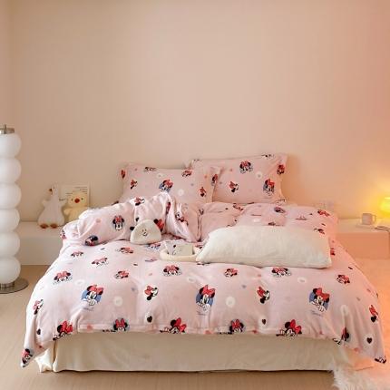 91家纺网 家纺一手货源 找家纺 时光里 230g正宗全消光印花牛奶绒迪士尼四件套 米妮