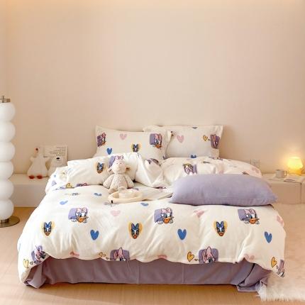 时光里 230g正宗全消光印花牛奶绒迪士尼四件套 黛西