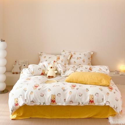 时光里 230g正宗全消光印花牛奶绒迪士尼四件套 维尼熊