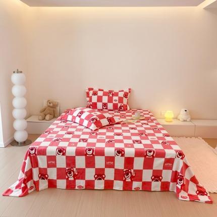 91家纺网 家纺一手货源 找家纺 总时光里 230g正宗全消光印花牛奶绒迪士尼棋盘格系列单床单