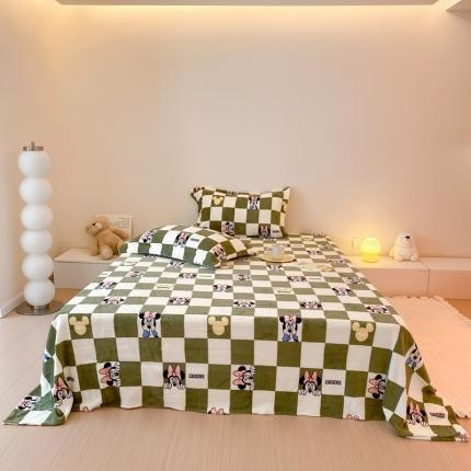 91家纺网 家纺一手货源 找家纺 总时光里 230g正宗全消光印花牛奶绒迪士尼棋盘格系列单床单