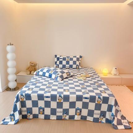 91家纺网 家纺一手货源 找家纺 总时光里 230g正宗全消光印花牛奶绒迪士尼棋盘格系列单床单