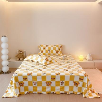 91家纺网 家纺一手货源 找家纺 总时光里 230g正宗全消光印花牛奶绒迪士尼棋盘格系列单床单