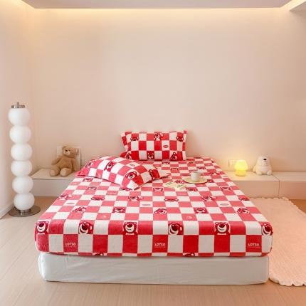 91家纺网 家纺一手货源 找家纺 总时光里 230g正宗全消光印花牛奶绒迪士尼棋盘格系列单床笠