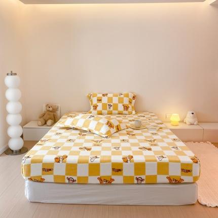 91家纺网 家纺一手货源 找家纺 总时光里 230g正宗全消光印花牛奶绒迪士尼棋盘格系列单床笠