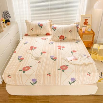 91家纺网 家纺一手货源 找家纺 佰亿莱 2024新款 直播爆款高克重牛奶绒床笠三件套 春风十里