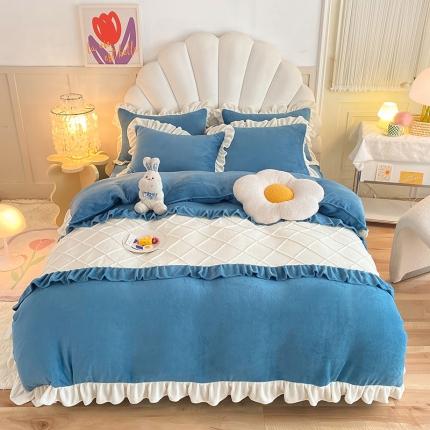 91家纺网 家纺一手货源 找家纺 （总）芭比蔓 2024新款直播供货韩版花边款牛奶绒四件套