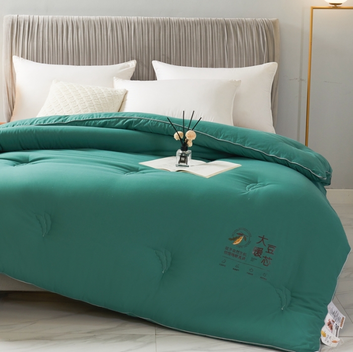 91家纺网 家纺一手货源 找家纺 畅畅家纺 2022新款抗菌纤维亲肤大豆被子被子 云母绿