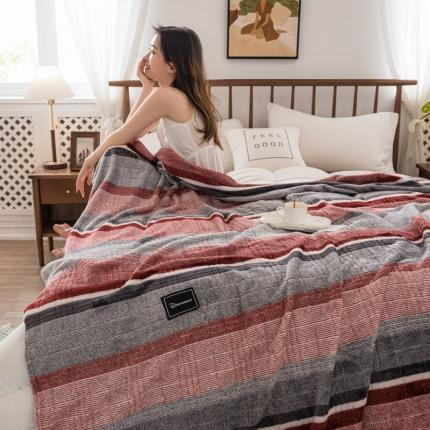 畅畅家纺 2022新款新款色织牛奶绒多功能毛毯 光辉岁月  酒红