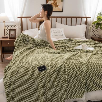 畅畅家纺 2022新款新款色织牛奶绒多功能毛毯 穗穗有余  绿
