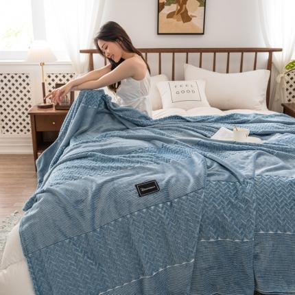 畅畅家纺 2022新款新款色织牛奶绒多功能毛毯 条纹麦穗