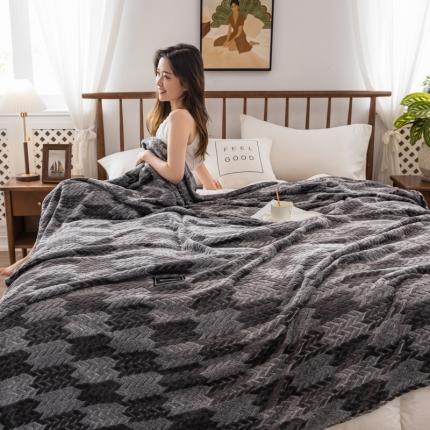 畅畅家纺 2022新款新款色织牛奶绒多功能毛毯 一麦两穗