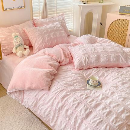 （总）寐居 2022新款泡泡纱牛奶绒四件套