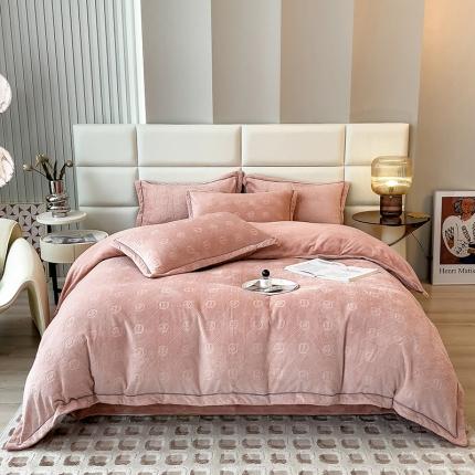 91家纺网 家纺一手货源 找家纺 （总）印季2024新款HG剪花一字绣牛奶绒四件套