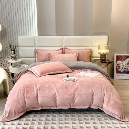 91家纺网 家纺一手货源 找家纺 （总）印季2024新款HG剪花一字绣牛奶绒四件套