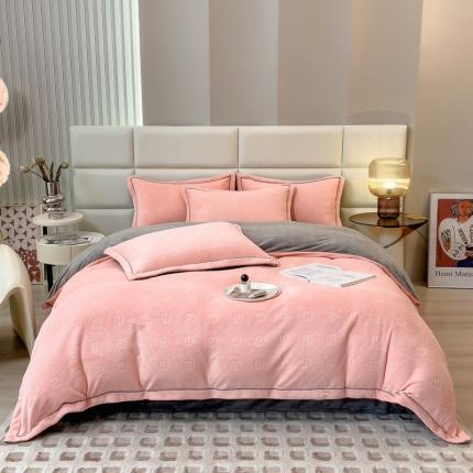 91家纺网 家纺一手货源 找家纺 （总）印季2024新款HG剪花一字绣牛奶绒四件套