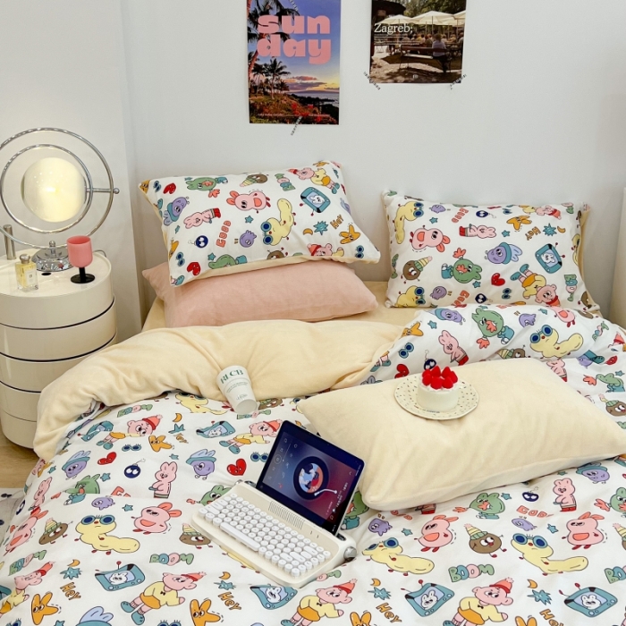 91家纺网 家纺一手货源 找家纺 （总）昔可 2022新款梦幻公主风系列棉加绒印花四件套