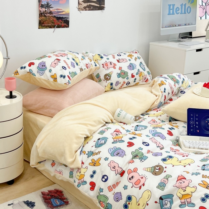 91家纺网 家纺一手货源 找家纺 （总）昔可 2022新款梦幻公主风系列棉加绒印花四件套